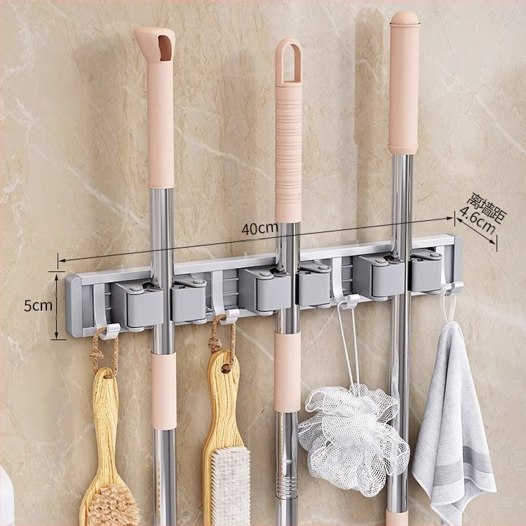 Zidni držač za mop i metlu | aluminij tipa kosmos | nosivost 10 kg | oksidacijski postupak | završni oksidacijski sloj | lagani luksuzni stil