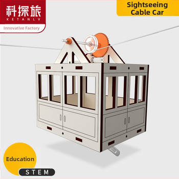 Koka STEM izglītības komplekts: telegondolas modelis ar karājošu groziņu, DIY, elektrisks, daudzfunkcionāls, 7–14 gadiem