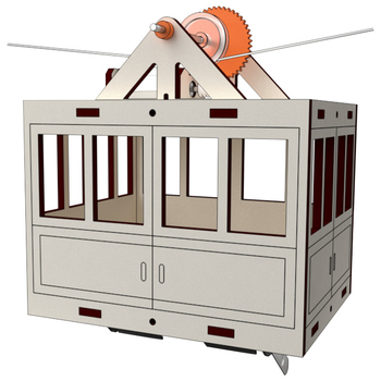 Koka STEM izglītības komplekts: telegondolas modelis ar karājošu groziņu, DIY, elektrisks, daudzfunkcionāls, 7–14 gadiem