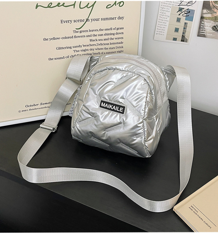 Geantă crossbody din PU, stil urban simplu, formă rotundă, închidere cu fermoar, buzunar intern cu fermoar