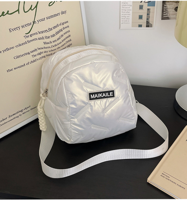 Geantă crossbody din PU, stil urban simplu, formă rotundă, închidere cu fermoar, buzunar intern cu fermoar