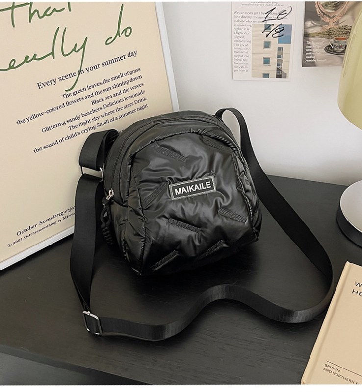 Geantă crossbody din PU, stil urban simplu, formă rotundă, închidere cu fermoar, buzunar intern cu fermoar