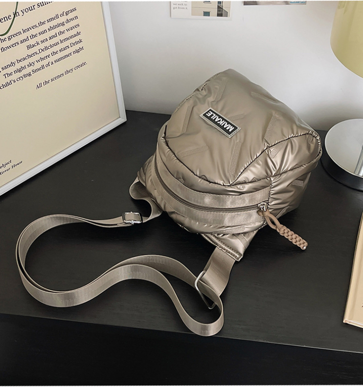 Geantă crossbody din PU, stil urban simplu, formă rotundă, închidere cu fermoar, buzunar intern cu fermoar