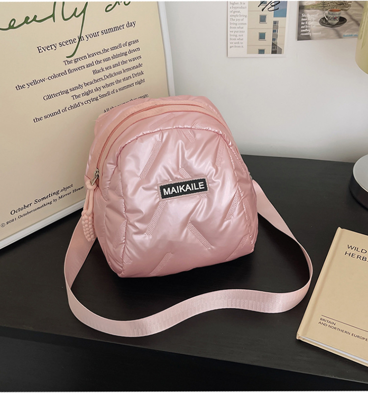 Geantă crossbody din PU, stil urban simplu, formă rotundă, închidere cu fermoar, buzunar intern cu fermoar