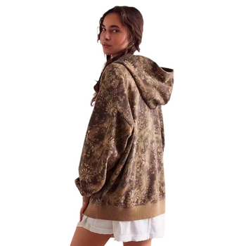 Дамски суитшър с качулка, принт животински модел, свободна кройка, полиестер с еластан, дълги ръкави