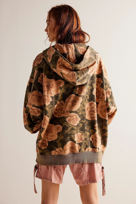 Дамски суитшър с качулка, принт животински модел, свободна кройка, полиестер с еластан, дълги ръкави