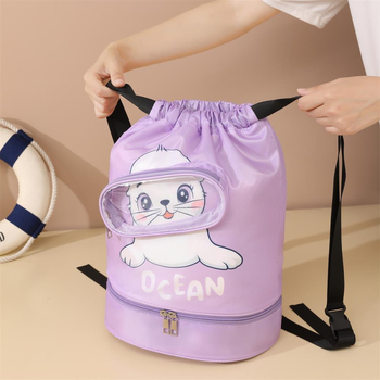 Τσάντα κολύμβησης με διαχωρισμό στεγνού/βρεγμένου, κυβοειδούς σχήματος, πολυεστέρας, πολυλειτουργική για ταξίδια και αποθήκευση