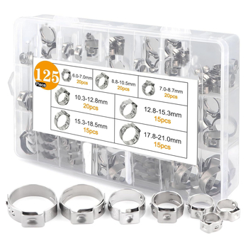 Set od nehrđajućeg čelika 304 s jednim uhom, bez stupnja, klamerica za auto uljne i vodovodne crijevo, nominalni promjer 26 mm, promjer pričvršivanja 25 mm, brenda Huilitong