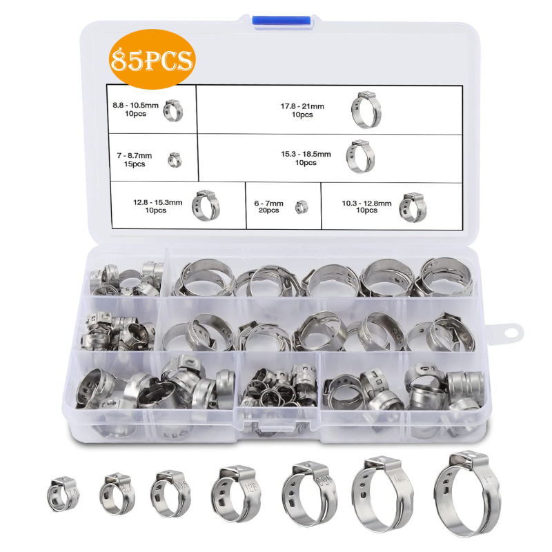 Set od nehrđajućeg čelika 304 s jednim uhom, bez stupnja, klamerica za auto uljne i vodovodne crijevo, nominalni promjer 26 mm, promjer pričvršivanja 25 mm, brenda Huilitong