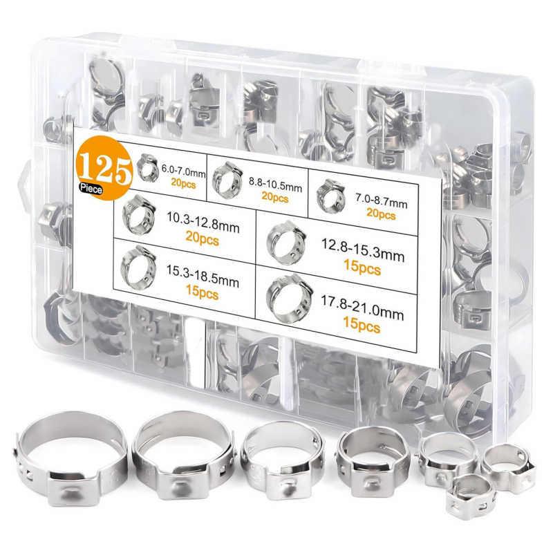 Set od nehrđajućeg čelika 304 s jednim uhom, bez stupnja, klamerica za auto uljne i vodovodne crijevo, nominalni promjer 26 mm, promjer pričvršivanja 25 mm, brenda Huilitong