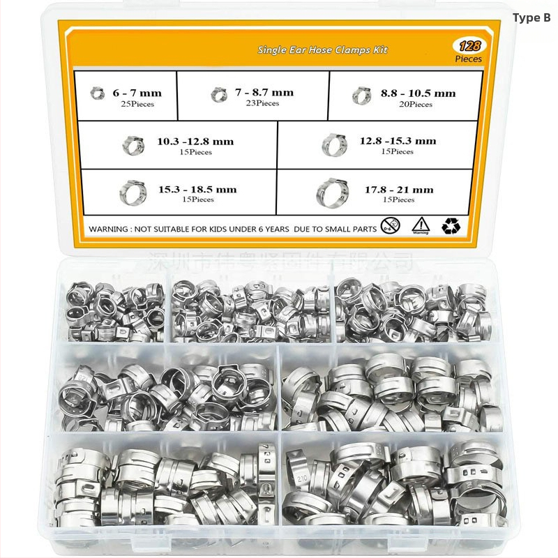 Хомут за маркуч с едно ухо, без стъпки, 304 неръждаема стомана, GB2022 стандарт, Wei Yue