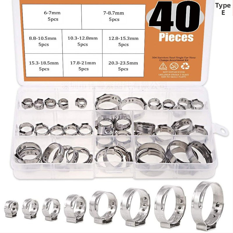 Хомут за маркуч с едно ухо, без стъпки, 304 неръждаема стомана, GB2022 стандарт, Wei Yue