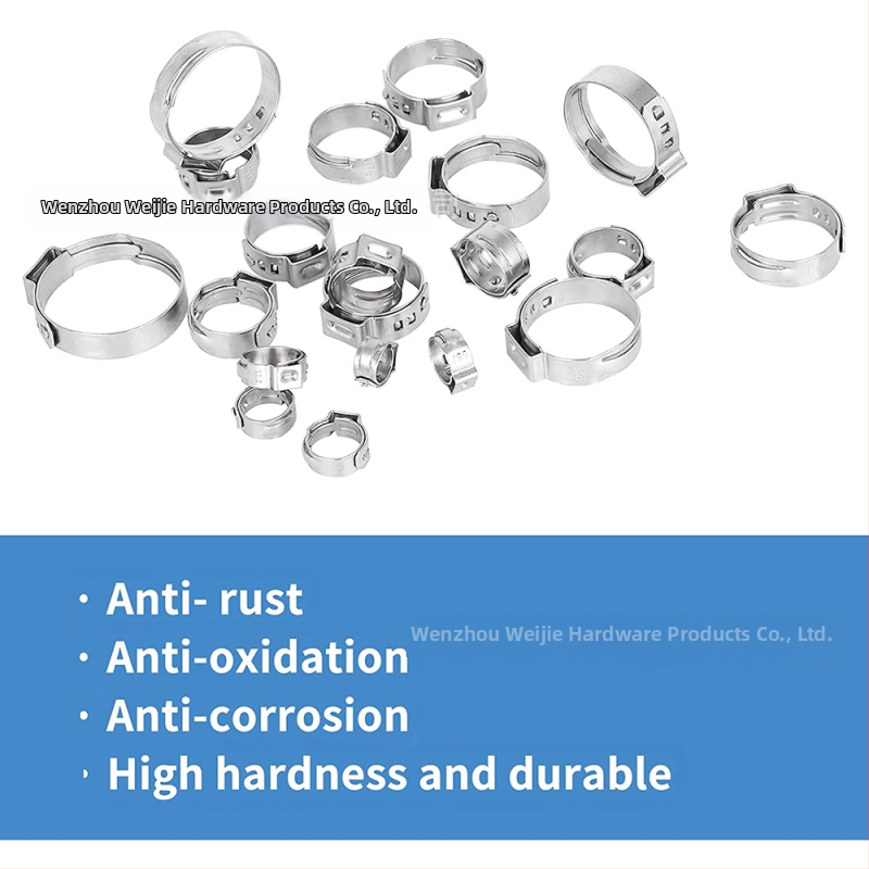 Weijie неръждаема стомана безкрайна щипка за обици – единична обица‑пръстен, номинален диаметър 5–28.6, диаметър на захващане 5–28.6, обхват на приложение 7–21