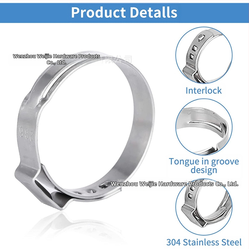 Weijie неръждаема стомана безкрайна щипка за обици – единична обица‑пръстен, номинален диаметър 5–28.6, диаметър на захващане 5–28.6, обхват на приложение 7–21