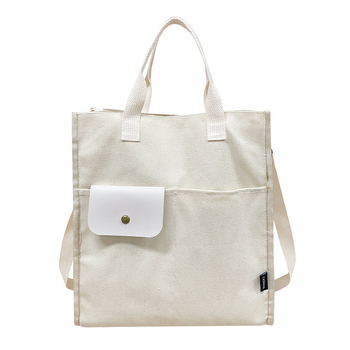 Női vászon táska - városi egyszerűség, horizontális négyzet alak, nyitás fedél, belső szerkezet cipzár zseb, telefon zseb, sandwich cipzár zseb