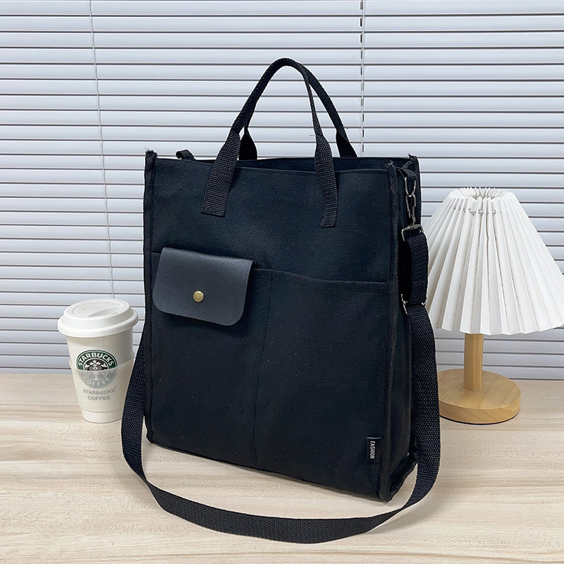 Női vászon táska - városi egyszerűség, horizontális négyzet alak, nyitás fedél, belső szerkezet cipzár zseb, telefon zseb, sandwich cipzár zseb