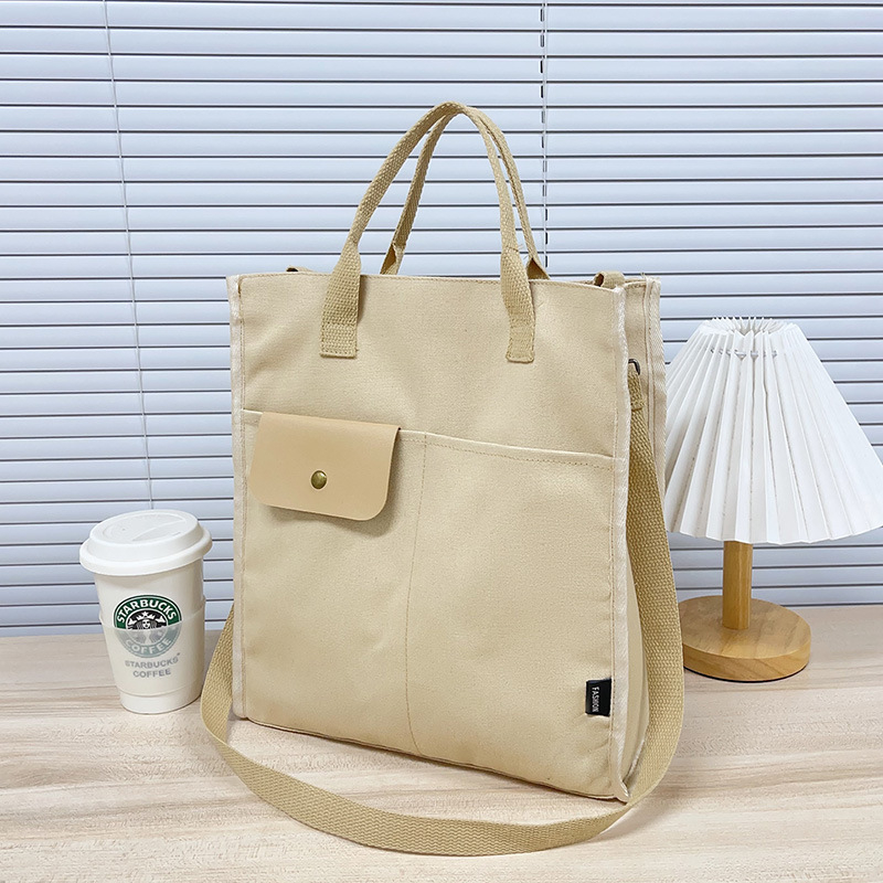 Női vászon táska - városi egyszerűség, horizontális négyzet alak, nyitás fedél, belső szerkezet cipzár zseb, telefon zseb, sandwich cipzár zseb