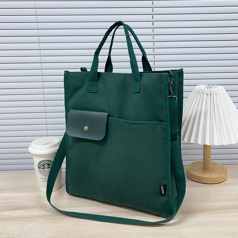 Női vászon táska - városi egyszerűség, horizontális négyzet alak, nyitás fedél, belső szerkezet cipzár zseb, telefon zseb, sandwich cipzár zseb