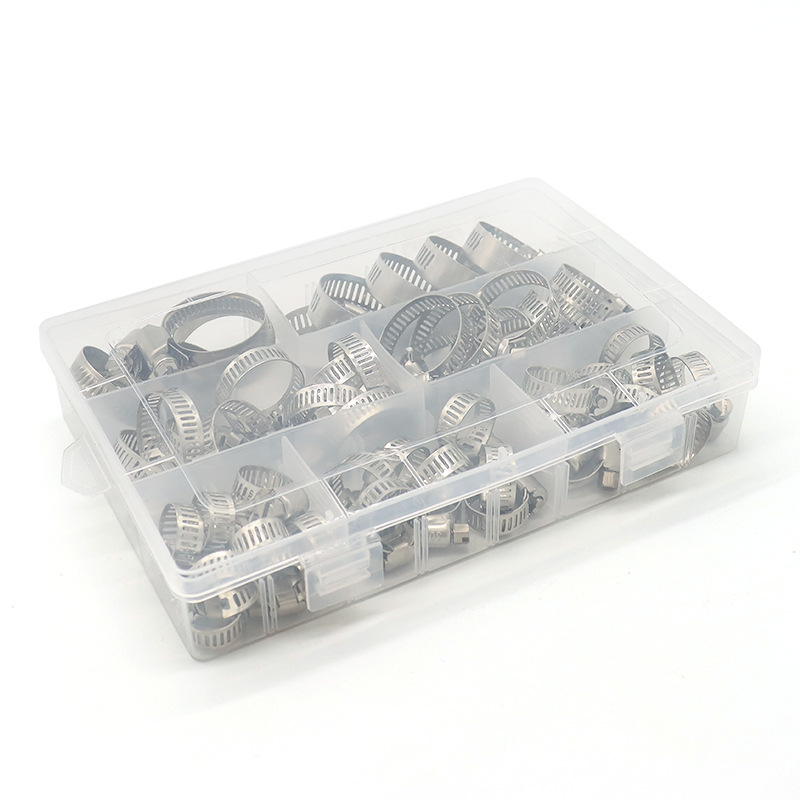 Set čeličnih stezaljki za cijevi američkog stila, u kutiji, 60 kom, za cijevi, nominalni promjer 8–44 mm