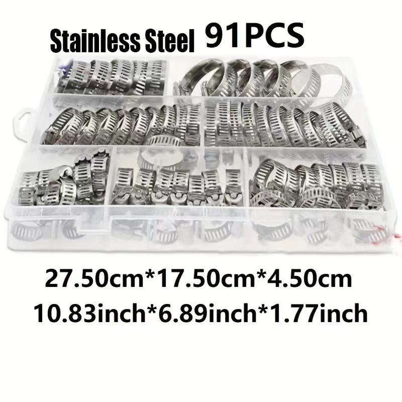 Skup spona za crijeva u američkom stilu, 40–120 kom, nominalni promjeri 8–16 mm, promjer zatvaranja 11–26 mm, marka Ruili Chang