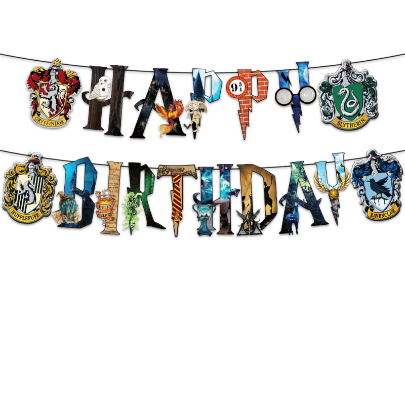 Harry Potter tema rođendanske zabave – set papirnate zastavice, dekoracije za party