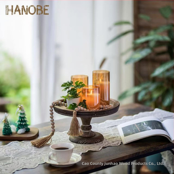 Junhao Ξύλινη πιατέλα για κεριά, ακανόνιστο σχήμα, μοντέρνος μινιμαλισμός, δυνατότητα προσαρμογής, εκτύπωση λογότυπου διαθέσιμη