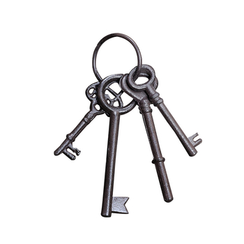 Kulcstartó falidísz — öntöttvas, geometriai forma, modern minimál stílus, európai vintage ihletés, ajándék kész