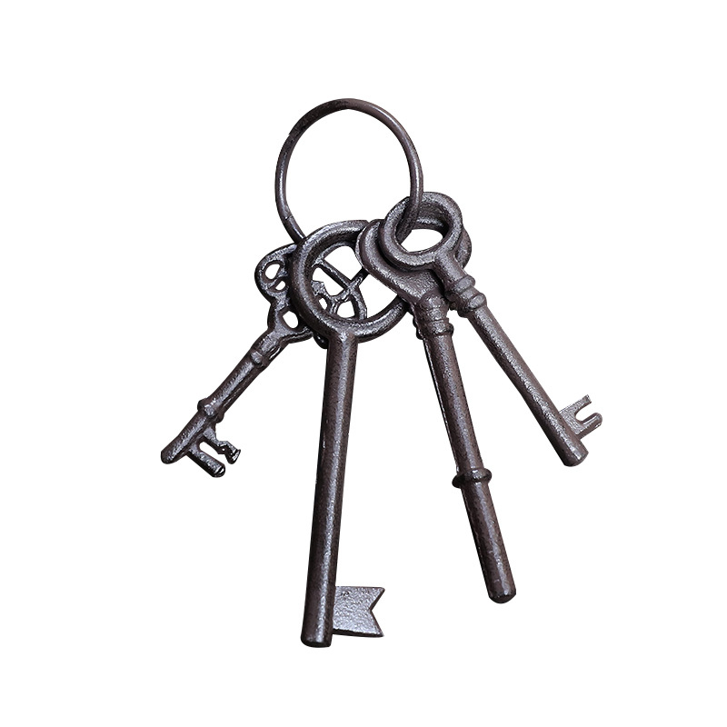 Kulcstartó falidísz — öntöttvas, geometriai forma, modern minimál stílus, európai vintage ihletés, ajándék kész