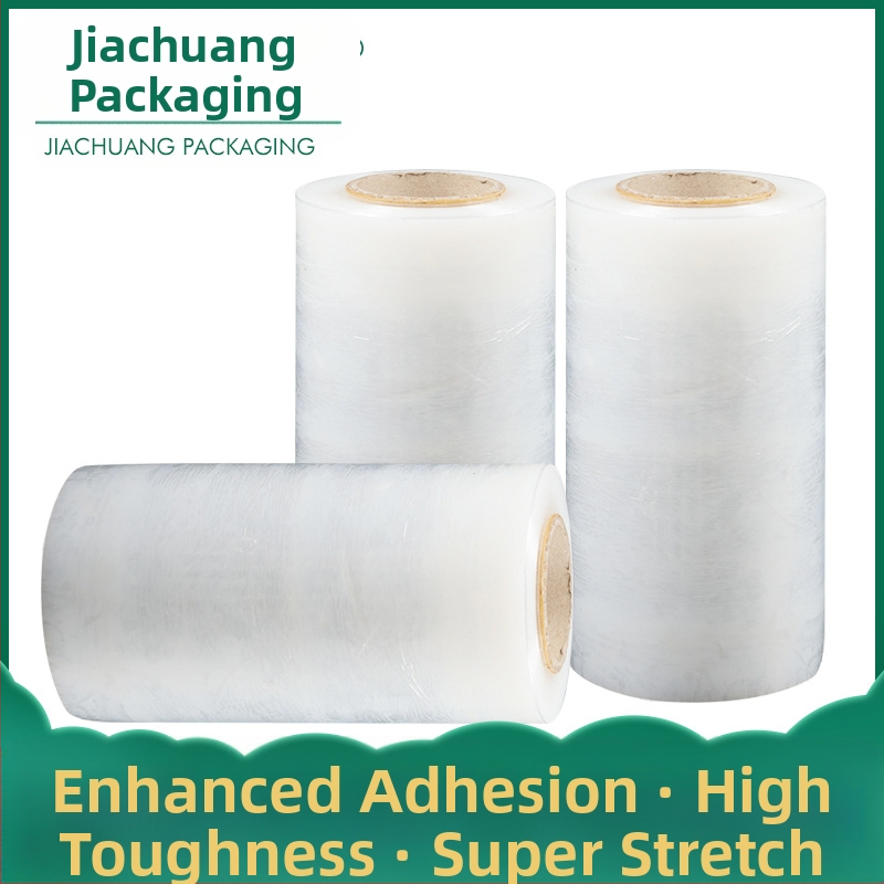Stretch wrap plėvelė – skaidri PE plėvelė su dideliu klampumu, grynasis svoris 4 kg, kilmė: Linyi, Shandong; prekinis ženklas: Jiachuang