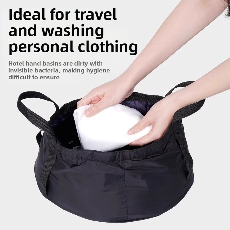 Портативен сгъваем воден басейн за пътуване и открито, телешка тъкан; водоустойчива тъкан; капацитет 8.5 л; възможност за печат на лого