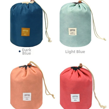 Τσαντάκι μακιγιάζ με κυλινδρικό σχεδιασμό από νάιλον δίχτυ, στρογγυλός μοντέλο, πολυχρηστικό, κλείσιμο με κορδόνι για αποθήκευση καλλυντικών