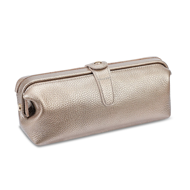 Кожена козметична чанта от първи слой телешка кожа, подплата полиестер, за съхранение на грим