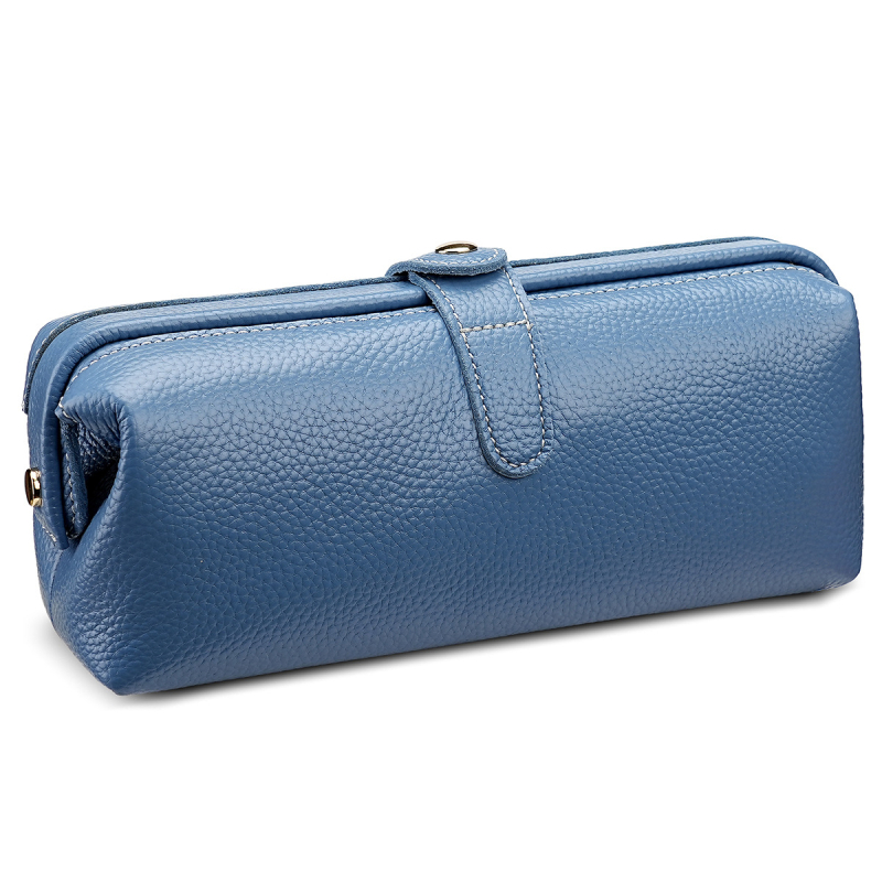 Кожена козметична чанта от първи слой телешка кожа, подплата полиестер, за съхранение на грим