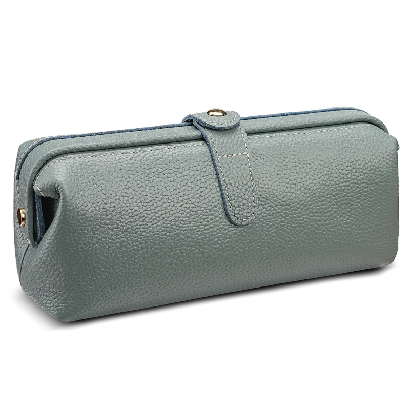 Кожена козметична чанта от първи слой телешка кожа, подплата полиестер, за съхранение на грим