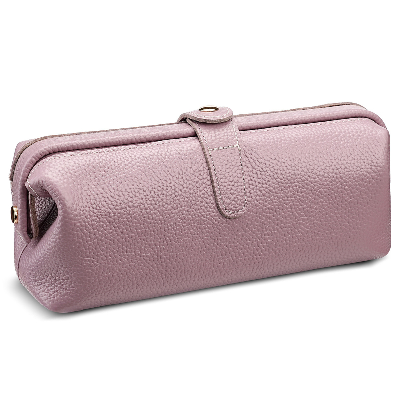 Кожена козметична чанта от първи слой телешка кожа, подплата полиестер, за съхранение на грим