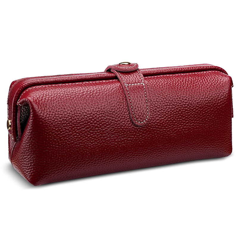 Кожена козметична чанта от първи слой телешка кожа, подплата полиестер, за съхранение на грим