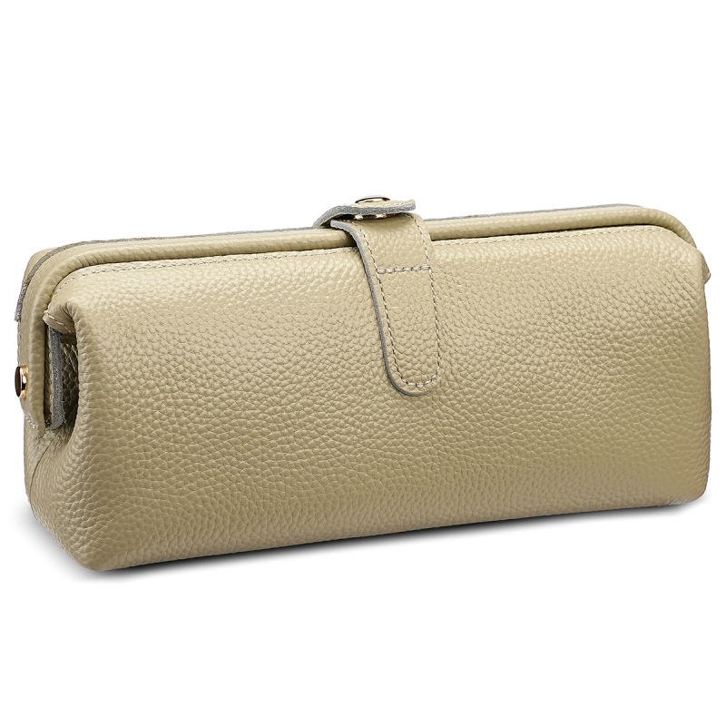 Кожена козметична чанта от първи слой телешка кожа, подплата полиестер, за съхранение на грим