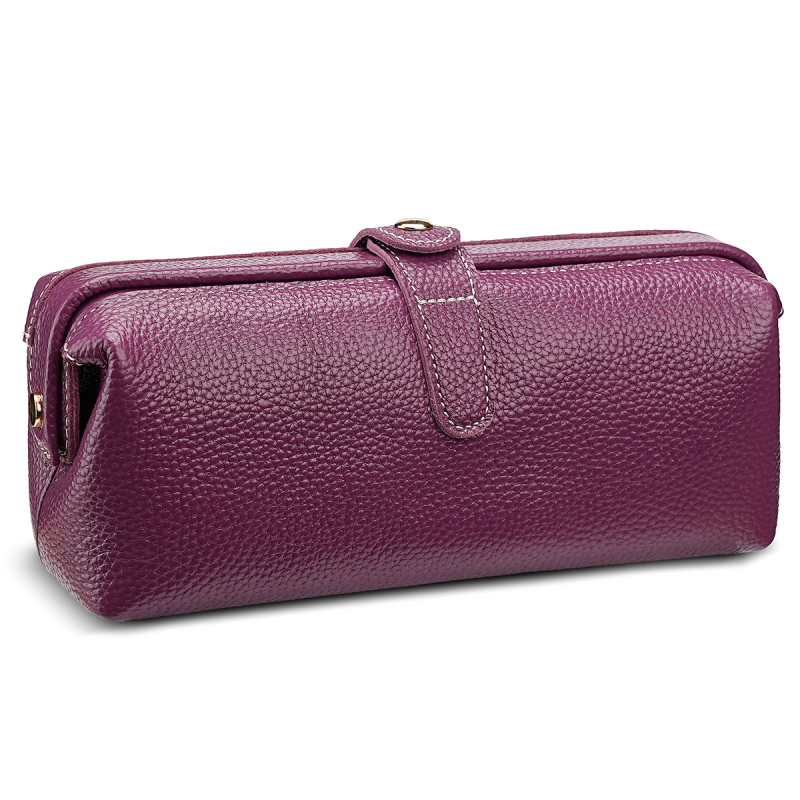 Кожена козметична чанта от първи слой телешка кожа, подплата полиестер, за съхранение на грим