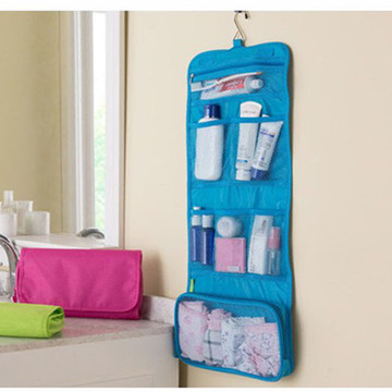 Összecsukható függő toalett-táska – vízálló vászon kozmetikai táska, nagy kapacitással utazáshoz