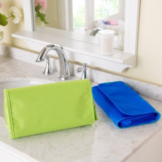 Összecsukható függő toalett-táska – vízálló vászon kozmetikai táska, nagy kapacitással utazáshoz