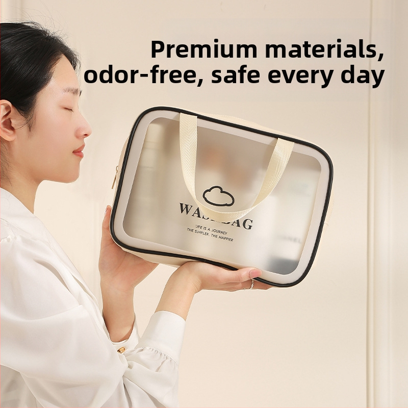 Anqin чанта за тоалетни принадлежности за пътуване – мултифункционална, PU материал, стил модерен минимализъм, разделение за сухи и мокри вещи