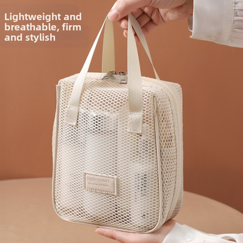 Мрежеста чанта за козметика за пътуване, с голям капацитет, преносима, многофункционална с разделители