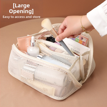Мрежеста чанта за козметика за пътуване, с голям капацитет, преносима, многофункционална с разделители