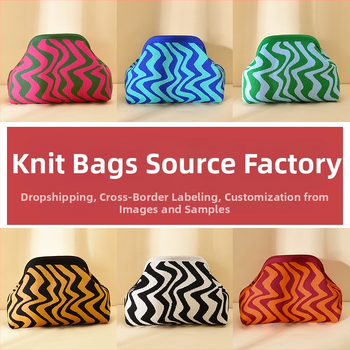 Kötött hull mintázatú clutch táska - kézben hordozható, alkar-stílus, nagy kapacitású, poliészter, párna alakú