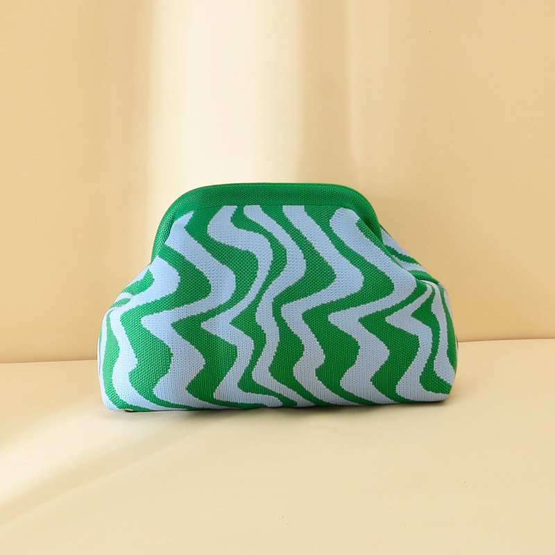 Kötött hull mintázatú clutch táska - kézben hordozható, alkar-stílus, nagy kapacitású, poliészter, párna alakú