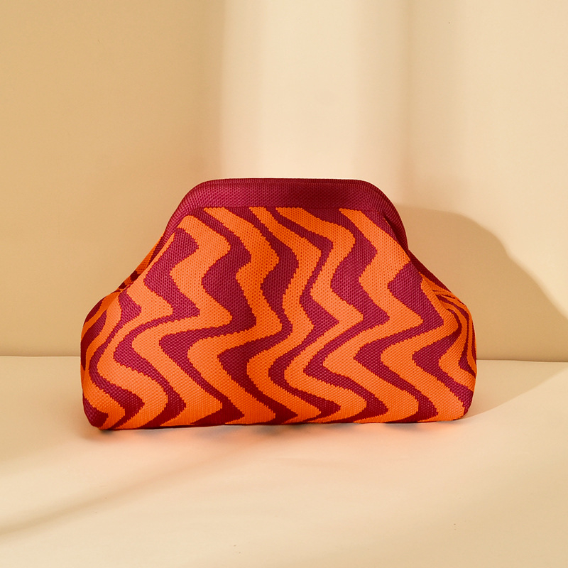 Kötött hull mintázatú clutch táska - kézben hordozható, alkar-stílus, nagy kapacitású, poliészter, párna alakú