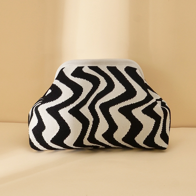 Kötött hull mintázatú clutch táska - kézben hordozható, alkar-stílus, nagy kapacitású, poliészter, párna alakú