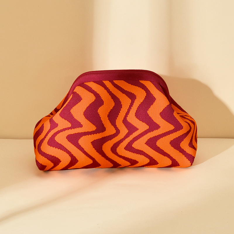 Kötött hull mintázatú clutch táska - kézben hordozható, alkar-stílus, nagy kapacitású, poliészter, párna alakú