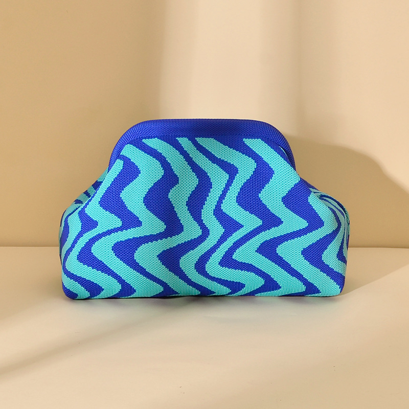 Kötött hull mintázatú clutch táska - kézben hordozható, alkar-stílus, nagy kapacitású, poliészter, párna alakú