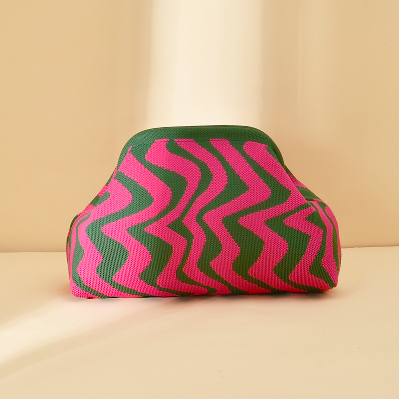 Kötött hull mintázatú clutch táska - kézben hordozható, alkar-stílus, nagy kapacitású, poliészter, párna alakú